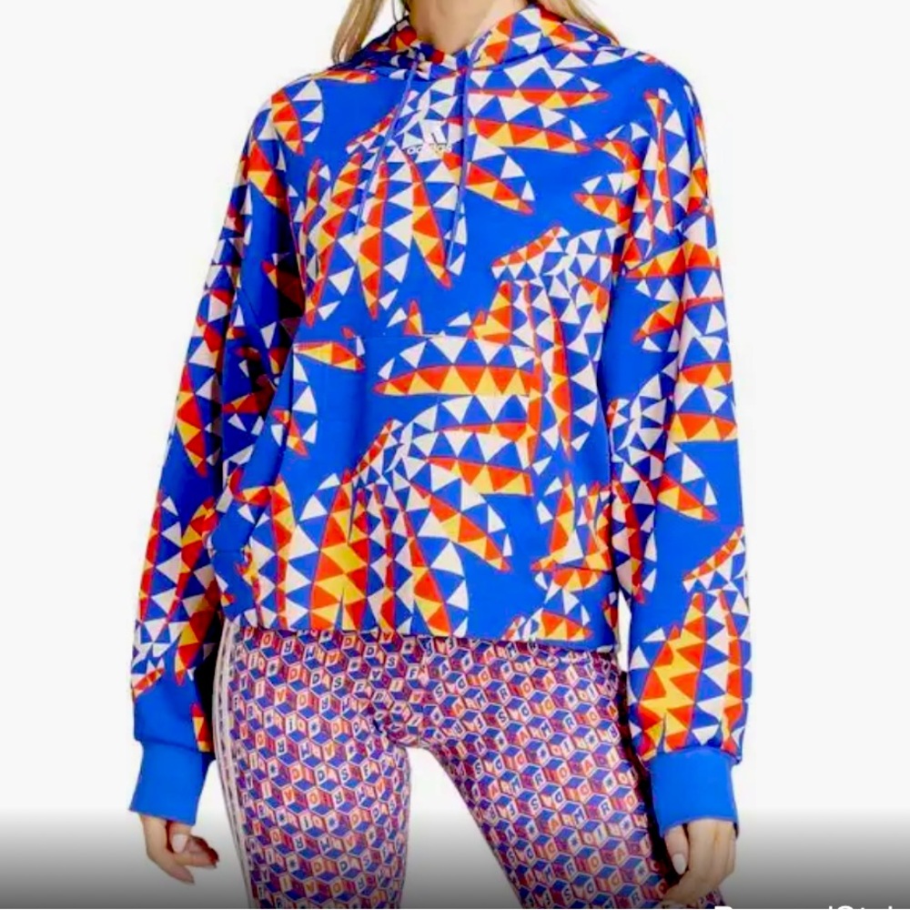 W omen's adidas X Farm Rio Graphic Hoodie XS Bold Blue / Bliss Orange